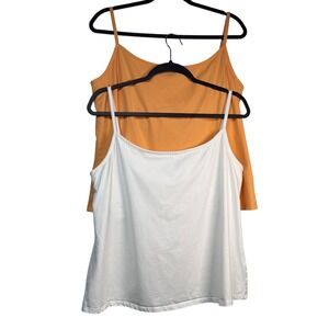 Bundle of 2 Lands' End Plus 1X 16W 18W Camisole Tank Top Built In Shelf Bra EUC